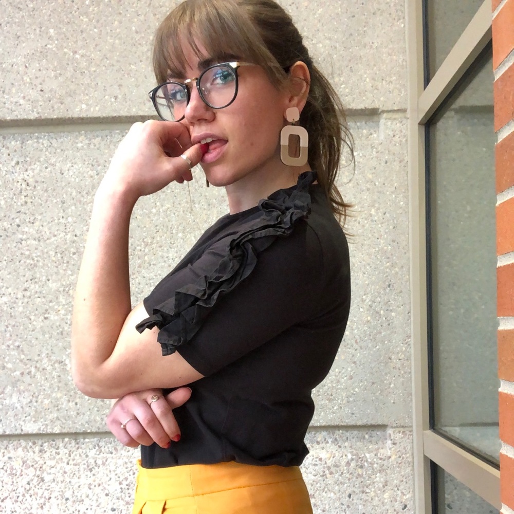 Zara Black Ruffle Top